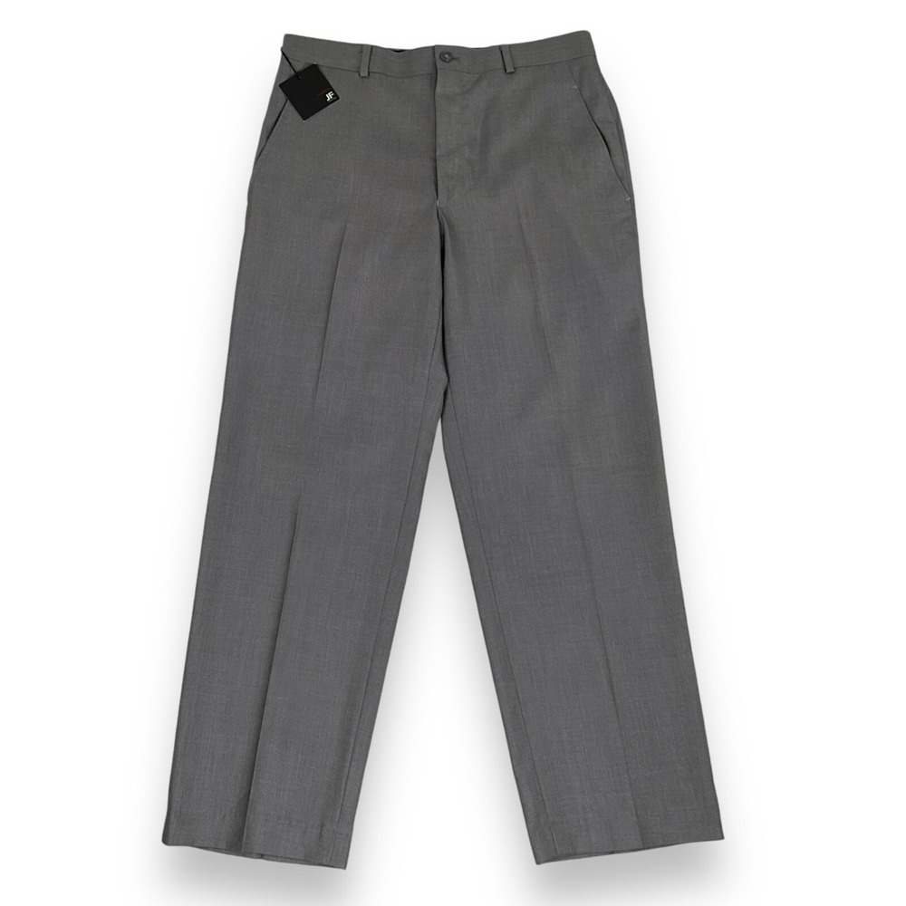 JF Pants Men 32x30 (ACTUAL 32x29.5) Gray Modern Fit Dress Straight Trouser NWT
